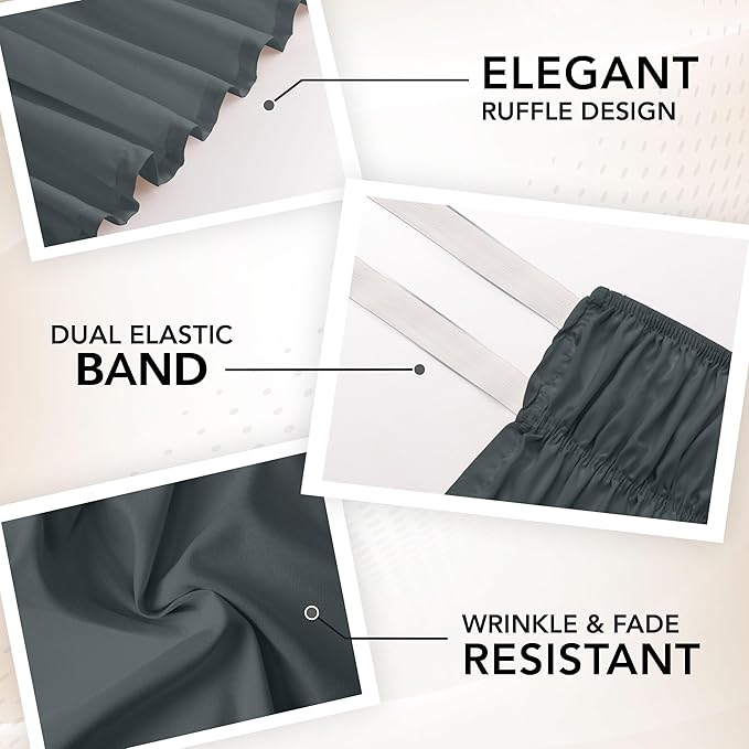 Utopia Bedding King Elastic Bed Ruffle - Easy Wrap Around Ruffle - Microfiber Bed Skirt with Adjustable Elastic Belt 16 Inch Tailored Drop - Hotel Quality Bedskirt, Fade Resistant (King, Grey) | No Mattress Lifting, Stay-Put Design, Adjustable Buckle &...