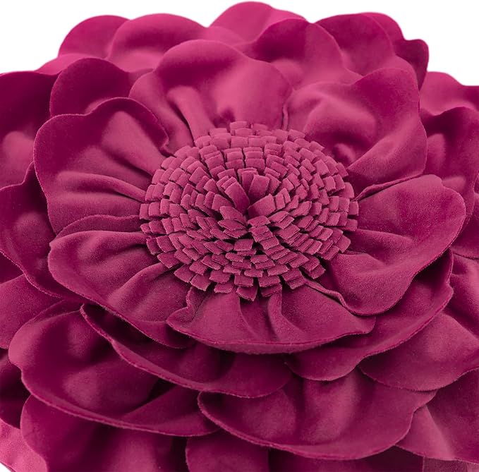 JWH Flower Throw Pillow Cover Decorative Round Pillow Case Floral Cushion for Bed Sofa Couch Car Decor 14 Inches Magenta