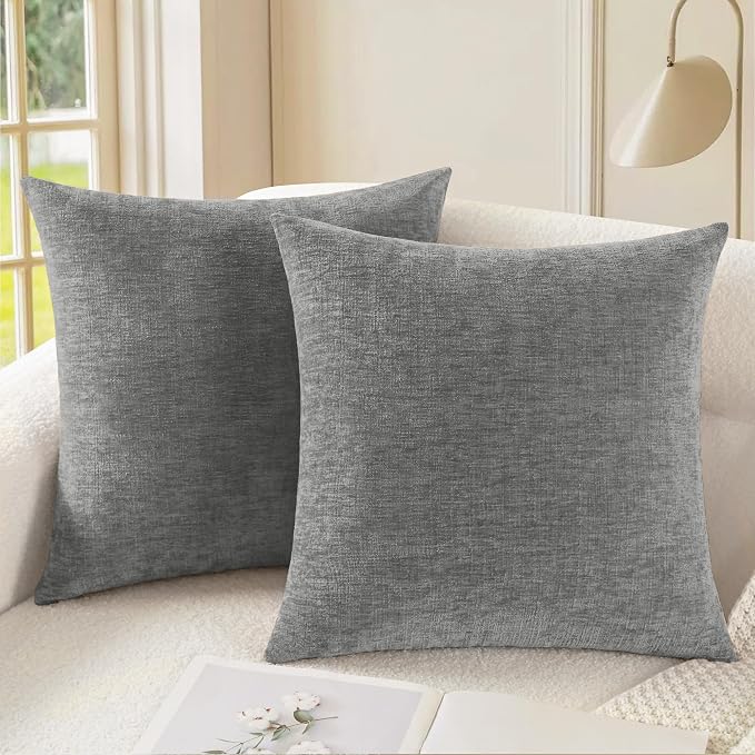 CaliTime Decorative Couch Throw Pillow Covers 16 X 16 Inches Medium Grey