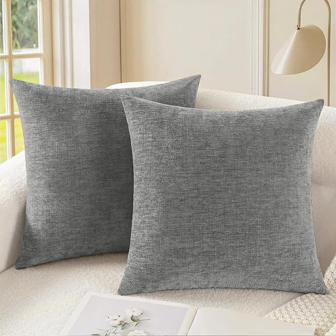 CaliTime Decorative Couch Throw Pillow Covers 18 X 18 Inches Medium Grey