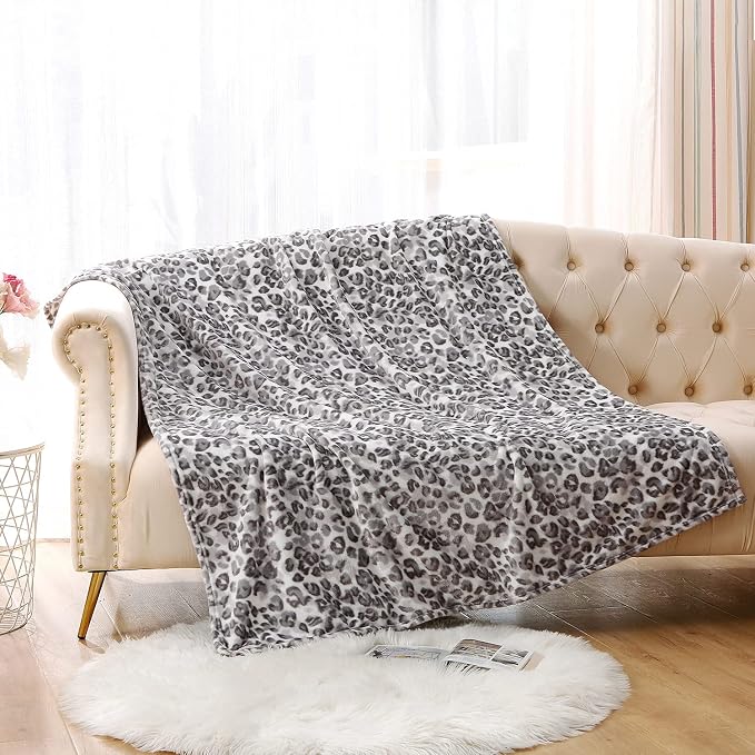 MERRYLIFE Snow Leopard Throw Blanket for Couch Sofa Cheetah Print 50" 60" | Animal Print, Ultra-Plush Soft, Decorative Colorful Travel Blanket, farmhouse, Gift Choice, Home Bed Use