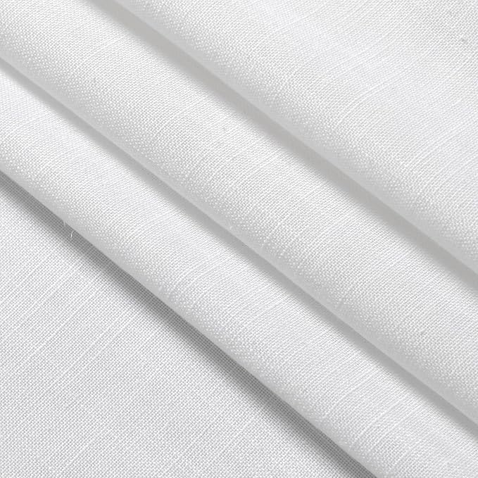 Kitchen Linen Curtains 30 Inch Length White Semi Sheer Light Filtering Curtains Back Tab and Rod Pocket Modern Farmhouse Decor for Cafe Small Window Curtain 29 x 30 Inch,2 Panels