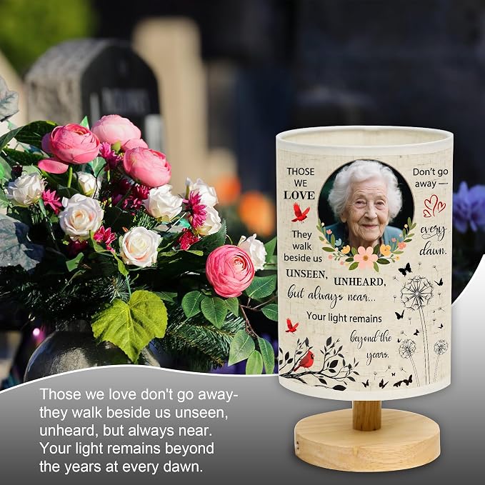 WSYEAR Custom Photo Lamp Sympathy Gifts for Loss of Loved One- Memorial Gift for Women Mother Grandma Friend Remembrance Decor with Wood Stand