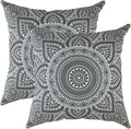 TreeWool Mandala Accent Throw Pillow Covers 18x18 Set of 2 (Graphite Gray) | Decorative Throw Pillowcases for Sofa & Couch; 100% Cotton Accent Covers Ideal for Spring & Summer Stylish Home Decor