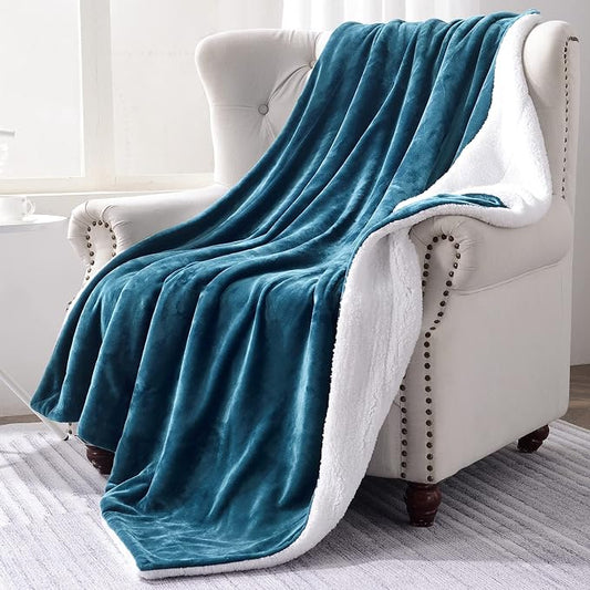 SOCHOW Sherpa Fleece Throw Blanket, Blue Coral, 50x60 inches | Double-Sided Super Soft Luxurious Plush Blanket Throw Size