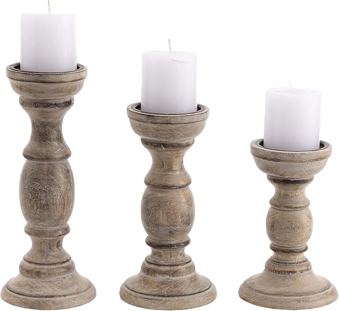 JFY Designs Everwood Candle Holders for Pillar, Farmhouse Fireplace Décor