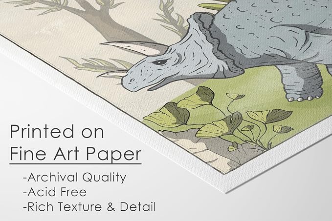 Dinosaurs In Prehistoric Landscapes Art Prints (Set of 6) - Unframed - 11x14 | Ideal Decor for Nurseries, Playrooms, or Classroom Walls | Wall Art to Inspire Wonder and Exploration in Every Glimpse