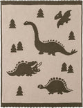Berkshire Chenille Knit Throw Blanket,Ultra-Plush Reversible Soft Throw,Cozy Couch & Bed Blanket with Cute Pattern,Ideal Gift(30x40 Inches,Dino WalkKalamata)