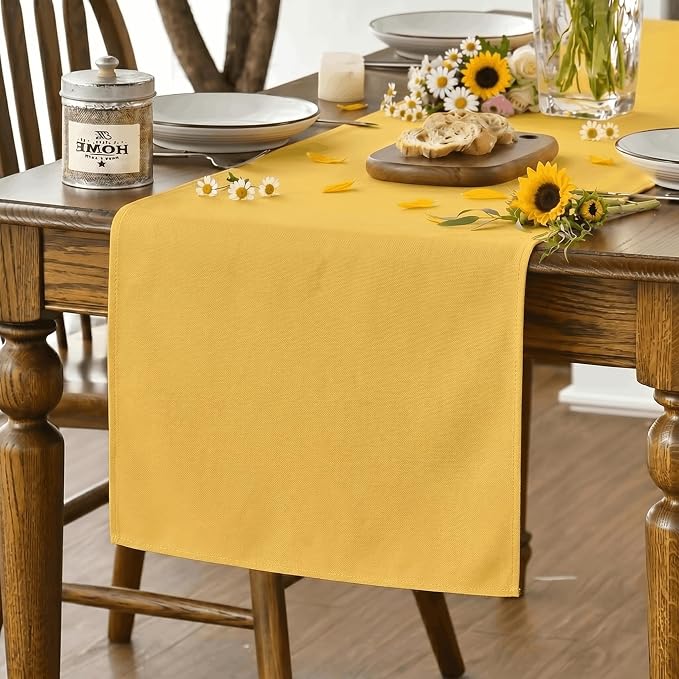 Artoid Mode Yellow Table Runner, Seasonal Summer Fall Washable Kitchen Dining Table Decoration for Home Party Decor 13x72 Inch