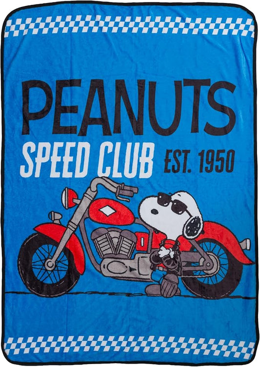 Silver Buffalo Peanuts Snoopy Speed Club Est, Fleece Throw Blanket, 45x60in | 1950, Soft and Cozy, 185 GSM