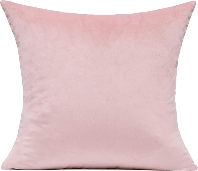 VAKADO 20x20 Set of 2 Velvet Throw Pillow Covers Decorative Cozy Square Soft Solid Cushion Cases Home Decorations for Sofa Couch Teen Bedroom Car, Pink
