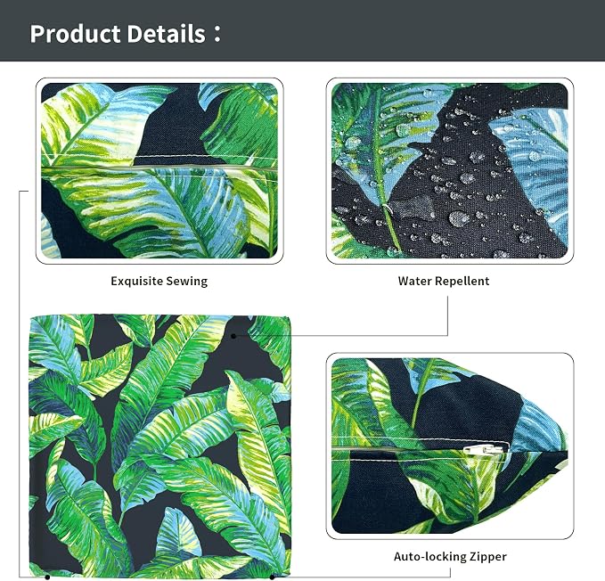Outdoor Pillow Covers for Patio Furniture 20x20 Inch, Decorative Patio Throw Pillow Covers Set of 2, Modern Square Cushion Cases for Porch Garden Home Office, Hanalei Lagoon