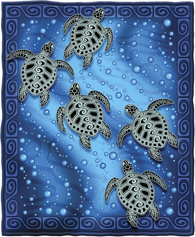 Dawhud Direct Sea Turtle Fleece Blanket for Bed, 50x60 Inches Super Soft Plush Ocean Blanket - Queen Size