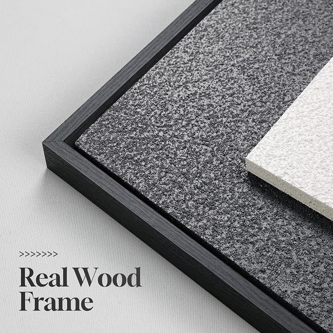 Large Framed Black and White Modern 3D Abstract Wall Art for Living Room | Solid wood frame, Textured paintings, 3 piece 24x36 big size artwork, Minimalist pictures wall decor for bedroom or office
