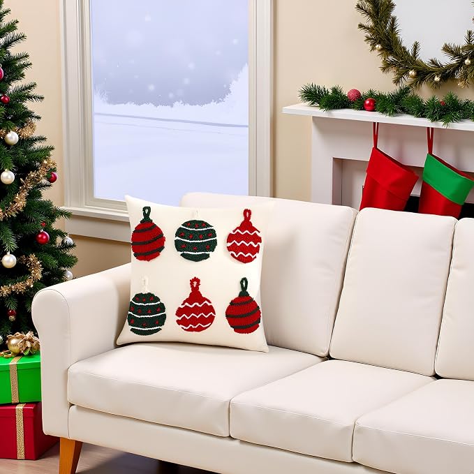 Christmas Decorative Throw Pillow Covers 18x18 Set of 2 Xmas Bells