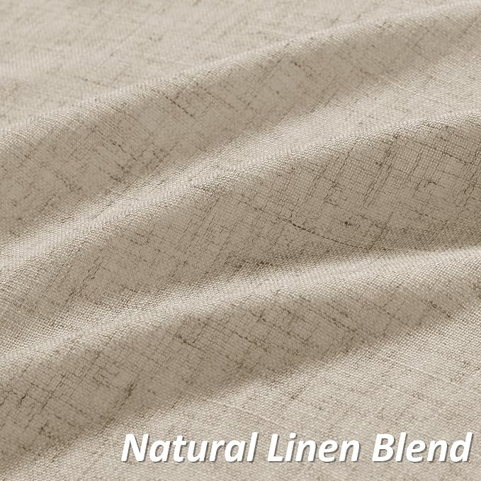 Taupe Burlywood Linen Curtains 102 Inches Long Rod Pocket Semi Sheer Dining Room Cozy Bedroom Decor Cotton Look Country Rustic Farmhouse Boho Curtains 2 Panel Set,52x102