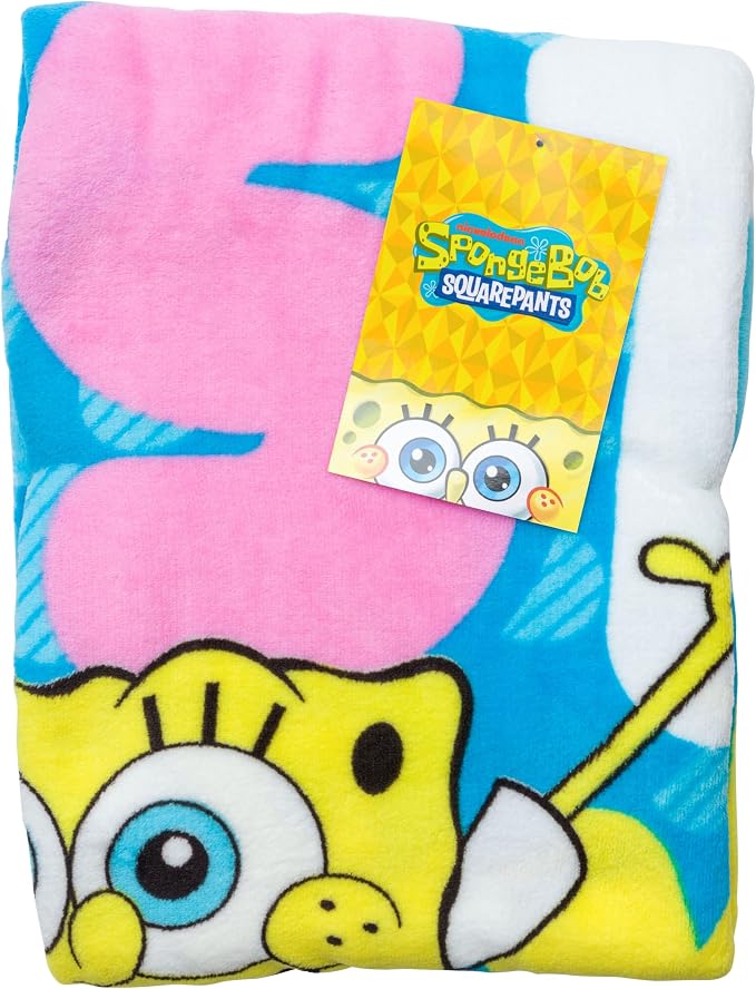 Silver Buffalo Spongebob Squarepants, Fleece Throw Blanket, 45x60in | Nickelodeon, Have the Best Day Ever, Flannel, 180 GSM
