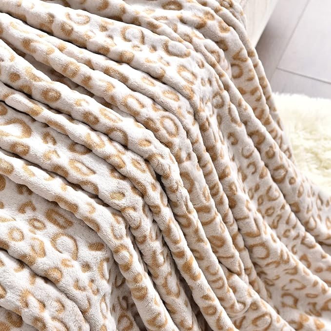 PLEASANT BOULEVARD | Leopard Throw Blanket Fleece, Premium Lightweight Cozy Warm Plush Microfiber Bedspread for Couch Sofa and Bed (Brown, Twin (60 x 80 inches))
