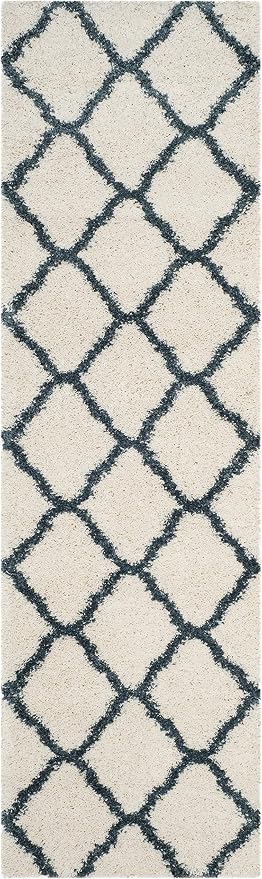 SAFAVIEH Hudson Shag Runner Rug 2'3"x10', Plush Ivory & Steel Blue SGH283T