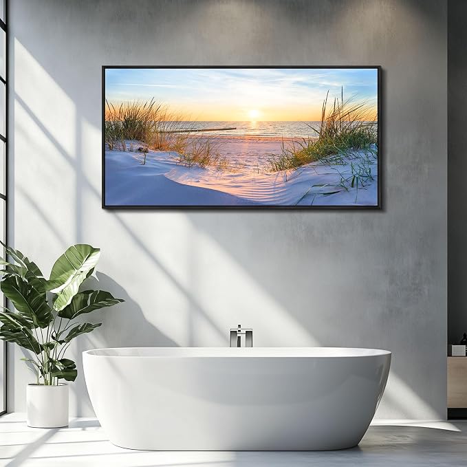 MHARTK66 Large Wall Art for Living Room Modern Wall Decor for Bedroom Beach Landscapes Painting Coastal Picture Ocean Sunset Artwork for Walls Canvas Prints for Bathroom Office Framed Home Decorations