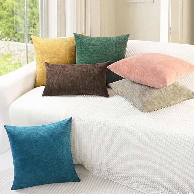 CaliTime Decorative Couch Throw Pillow Covers 22 X 22 Inches Dark Green
