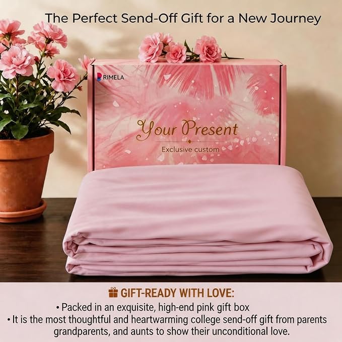 College Dorm Bed Skirt Twin XL 42" Drop, Slit Corner Bedskirt, Dusty Pink | Solid ruffled, Wrap-around/elastic, Wrinkle & Fade resistant, with Adhesive Strips, Gift Packed, Machine Wash/Tumble Dry/Iron