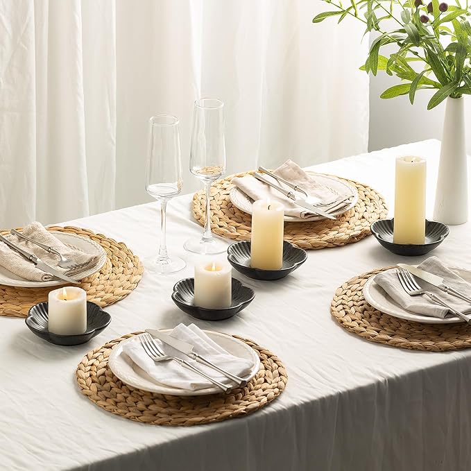 BEUNAIZER Ceramic Pillar Candle Holder Plate, Decorative Candlestick Holder