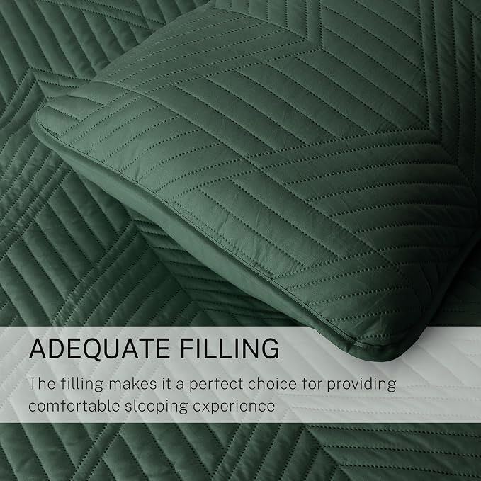 Exclusivo Mezcla California King Quilt Bedding Set, Green | Lightweight Bedspreads, Soft Microfiber, Modern Geometric Coverlet, All Season Bed Cover, 1 Quilt and 2 Pillow Shams
