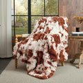 Lotus Karen Faux Fur Throw Blanket Cow Print-Light Brown, Fluffy Fuzzy Plush Bubble Blanket for Couch, 90x90 InchesCozy Shaggy Rabbit Blanket, Luxury Decorative Gifts for Sofa Bedroom Living Room.
