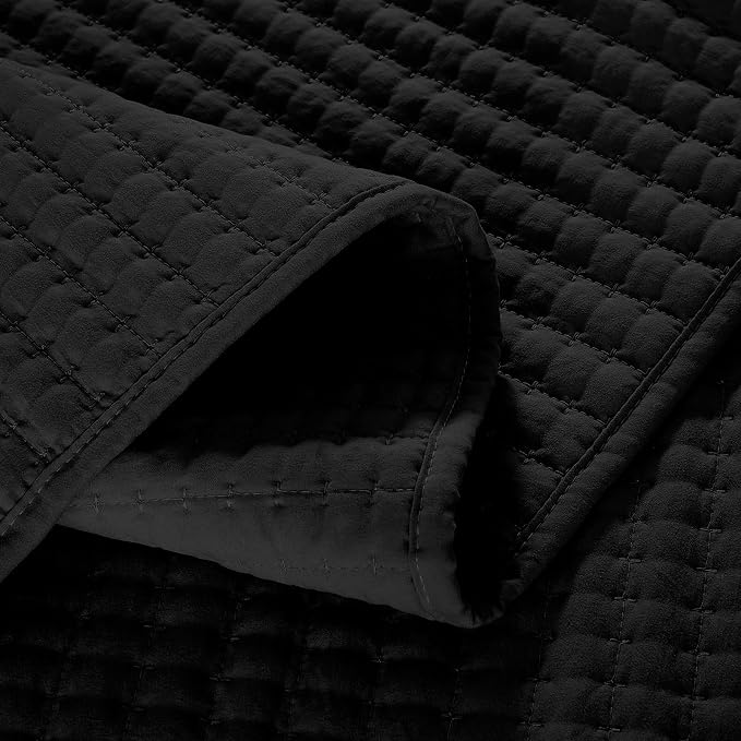Queen Quilt-Lightweight Bedspreads Black Queen Size Quilt Bedding Set | Soft Coverlet with 2 Pillow Shams for All Seasons, Suitable for Bed, Couch, 3 Pieces, 90"x94"