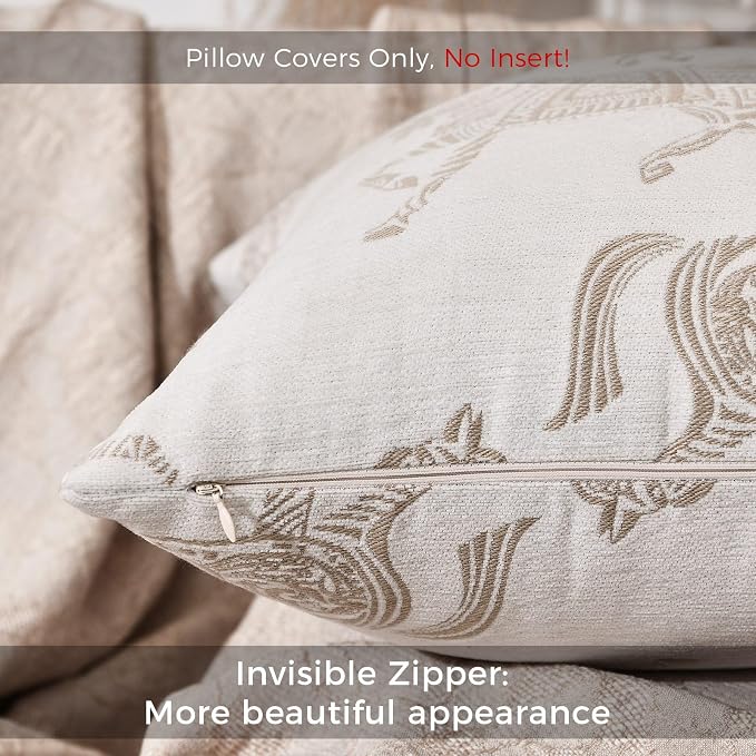 Throw Pillow Cover 18x18'' Inches, Double Sided Horse Chenille Jacquard Embroidery Couch Sofa Pillow Cushion Covers, Modern Equestrian Decorative Pillows Cover for Living Room Bedroom