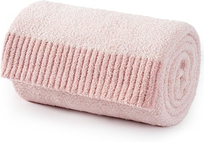Carriediosa Heather Throw Blanket 60x80, 400GSM Ultra Soft Microfiber | Dusty Pink, Fuzzy Fluffy Cozy Plush Knit Knitted Throws, Lightweight Cute Preppy Fall Blankets for Couch, Bed
