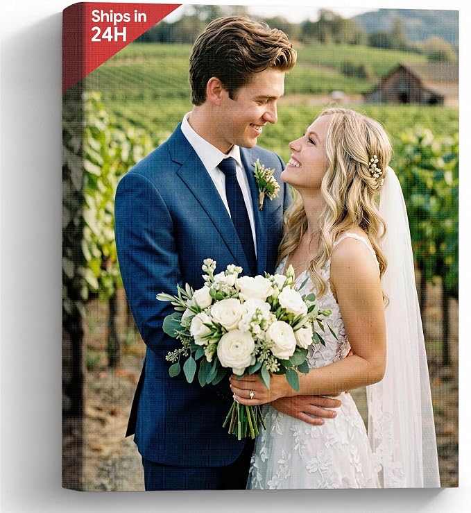 Custom Canvas Prints with Your Photos, Personalized Wall Art, 11x14 Inch | Optional frame styles and sizes, meaningful keepsake gift for couples, wedding or anniversary, personalized home decor