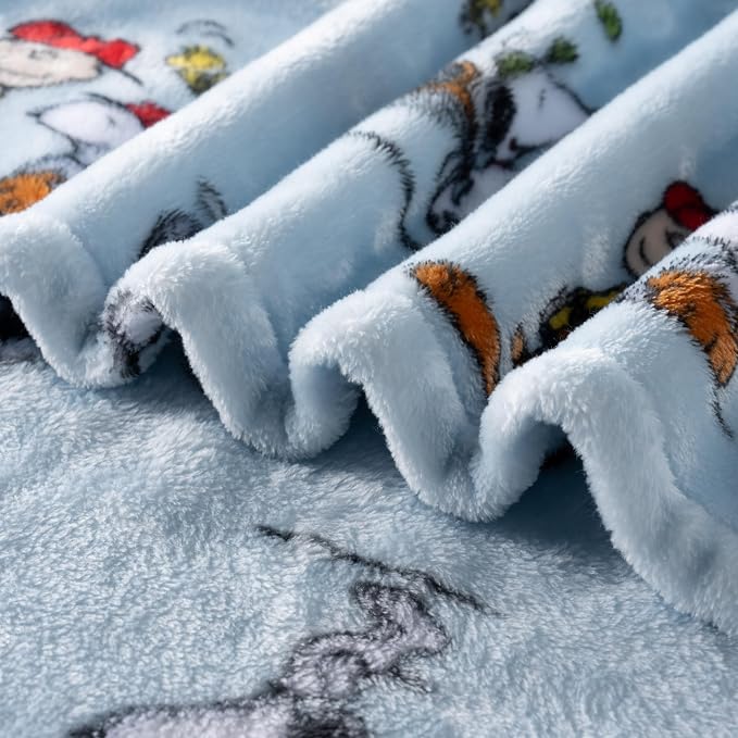 Berkshire Blanket Peanuts® VelvetLoft® Cute Character Snoopy Plush Throw Blanket,Snoopy the Athlete Closed in Blue,Throw 55 in x 70 in (Official Peanuts® Product)