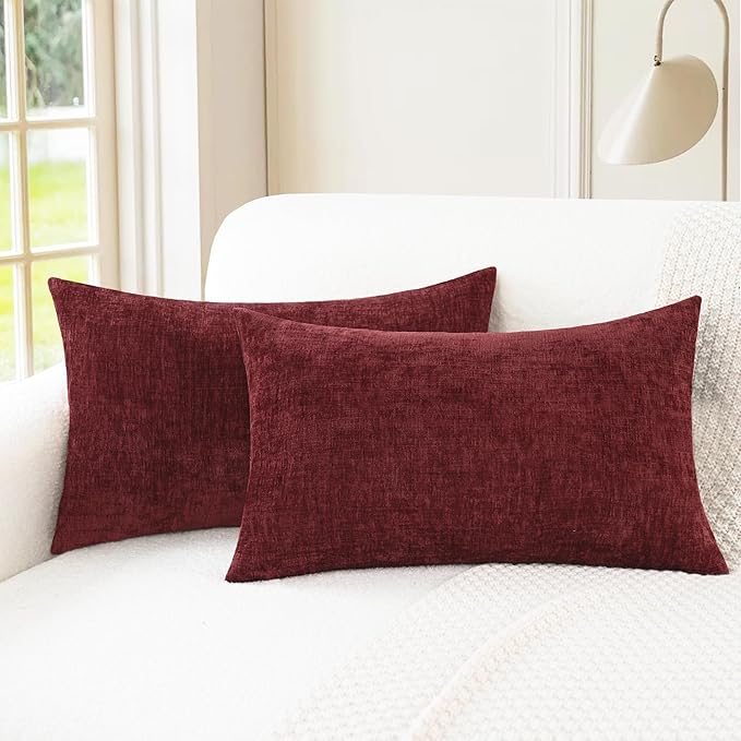 CaliTime Decorative Couch Throw Pillow Covers 20 X 12 Inches Burgundy