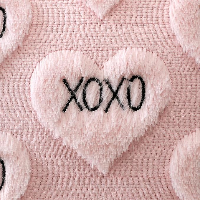 Artscope Valentines Pillow Covers 16x16 Set of 2 Decorative Love Heart XOXO Valentine's Day Throw Pillow Cases Soft Plush Faux Fur Couch Cushion Case for Holiday Sofa Bed Room Home Decor-Pink XOXO