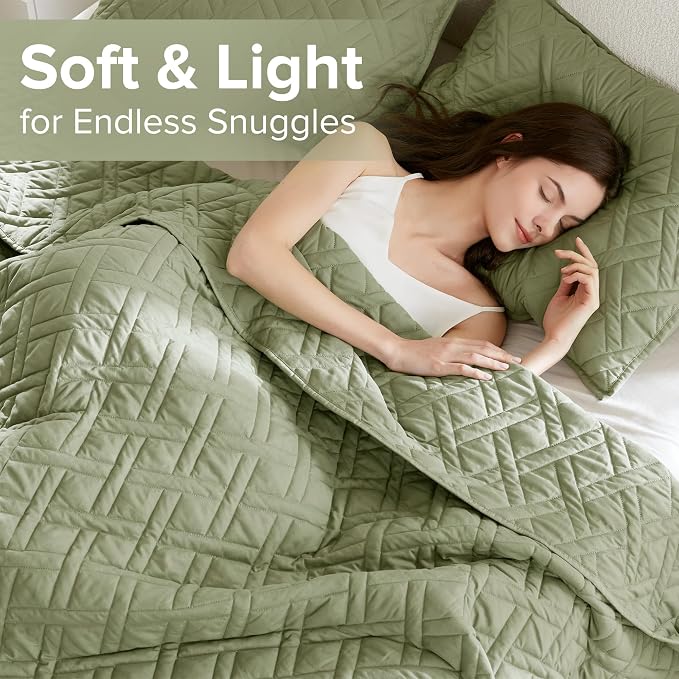 Comfort Spaces Kienna Bed Quilts King Size 3P, 104"x90" Olive Green Diamond | Soft Cozy Lightweight Summer Coverlet Cal King, Quilted Bedspreads Extra Layer, Modern Casual Bedroom Decor, OEKO-TEX