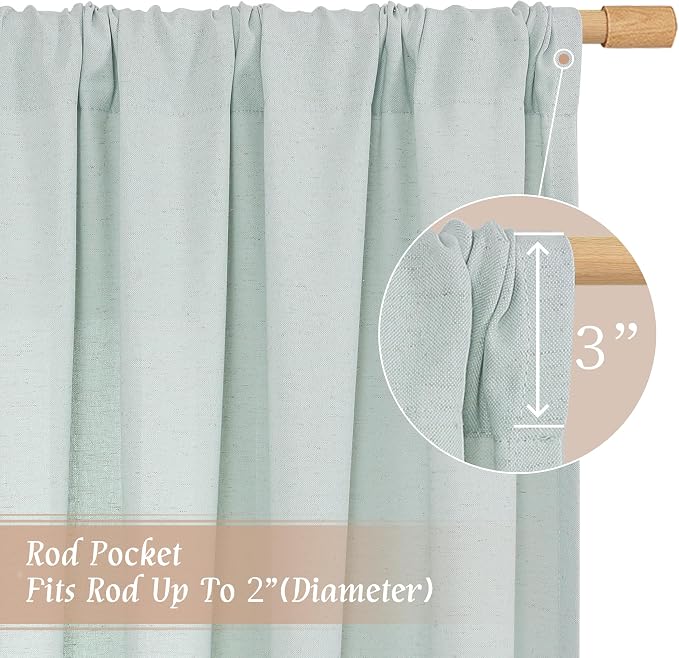 Light Blue Linen Curtains 72 inch Length for Living Room, 2 Panels | Linen Textured, Light Filtering Drapes, Semi Sheer, Boho, Neutral, Curtains for Farmhouse, Bedroom, Rod Pocket, 52 x 72 Inch