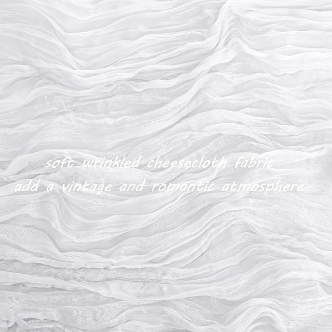 12 Pack 13Ft Cheesecloth Table Runner 35x157 Inch Boho Gauze Table Runner Cheese Cloth Long Table Runner Rustic Table Runner for Wedding Bridal Shower Birthday Party Table Decor (White)