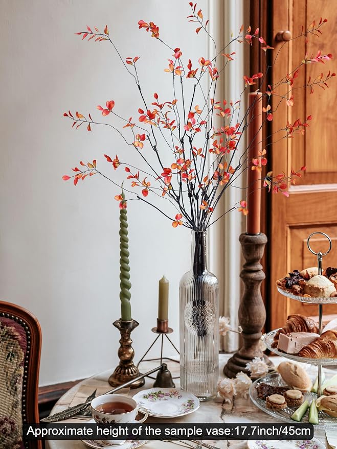 Forlaoers 38" Tall 8pcs Realistic Ficus Fall Artificial Plants Fake Greenery Stems Tree Olive Branches Silk Leaves Faux Flowers for Home Decor Indoor Table Centerpiece Vases Filler Office Decorations