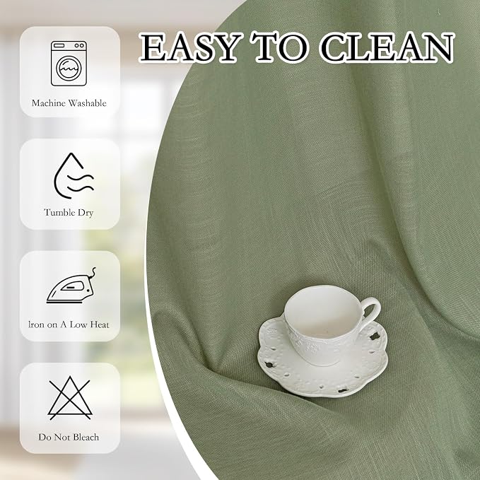 MYSKY HOME French Door Curtains for Closet Doorways, 72 Inches Long Sage Green Semi Sheer Drapes Light Filtering Curtain Panels Elegant Look for Classroom/Guestroom Windows, 50" x 72", 2 PCs