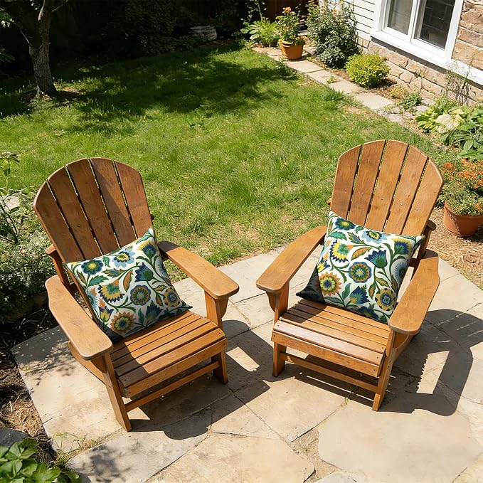Outdoor Pillow Covers 16x16 Inch Set of 2 Waterproof Decorative Throw Pillow Covers Patio Pillow Cases for Patio Furniture Garden Couch Farmhouse,Fiesta Floral