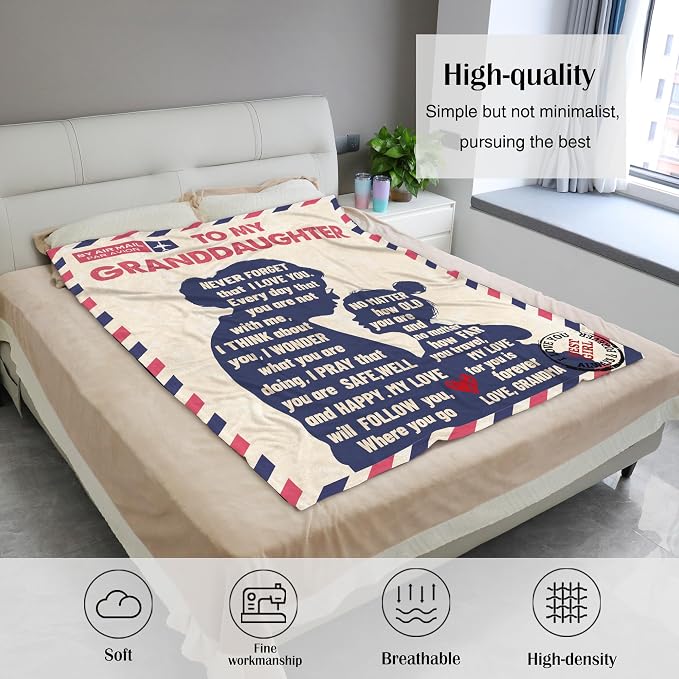 TURMTF Granddaughter Blanket, Christmas Birthday Gifts for Granddaughters, 56x71