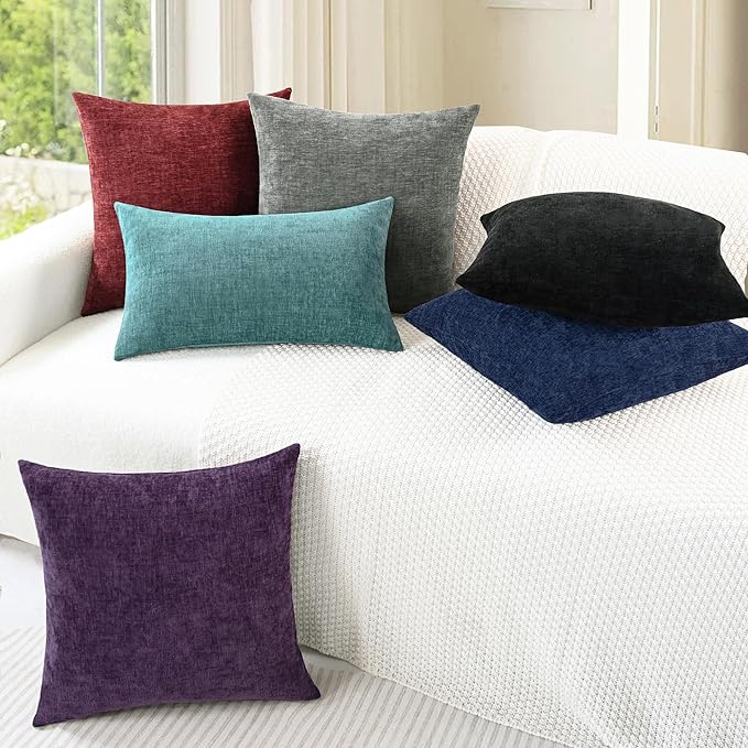 CaliTime Decorative Couch Throw Pillow Covers 20 X 20 Inches Black