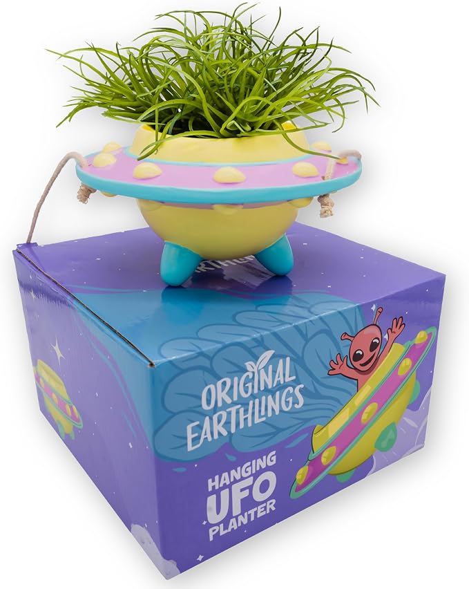 Original Earthlings UFO Hanging Planter, Alien Planter Home Decor - 4 Inch