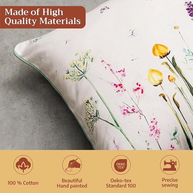 Maison d' Hermine Throw Pillow Covers 100% Cotton (12" x 20" - Pack of 1)