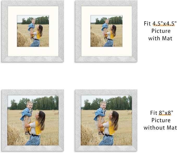 Picrit 8x8 Picture Frame Set of 12, Modern Gallery Wall Frames, Silver