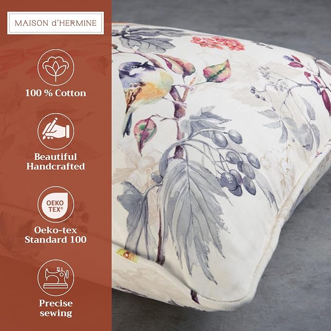 Maison d' Hermine Throw Pillow Covers 100% Cotton (18" x 18" - Pack of 1)