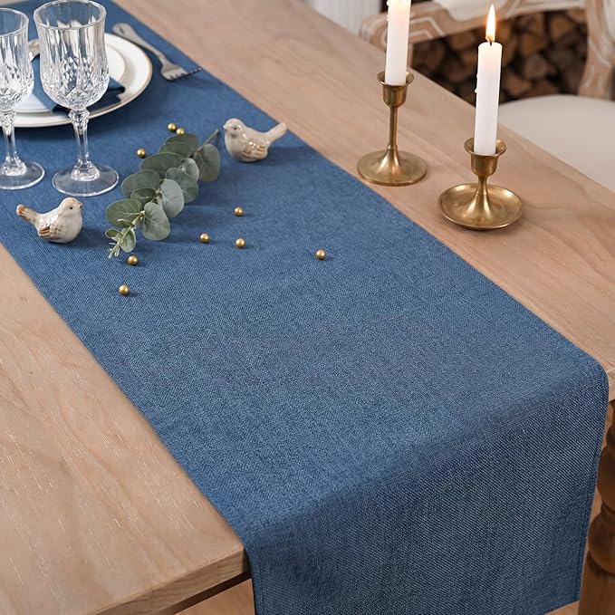 Artoid Mode Navy Blue Table Runner, Seasonal Summer Fall Washable Kitchen Dining Table Decoration for Home Party Decor 13x72 Inch