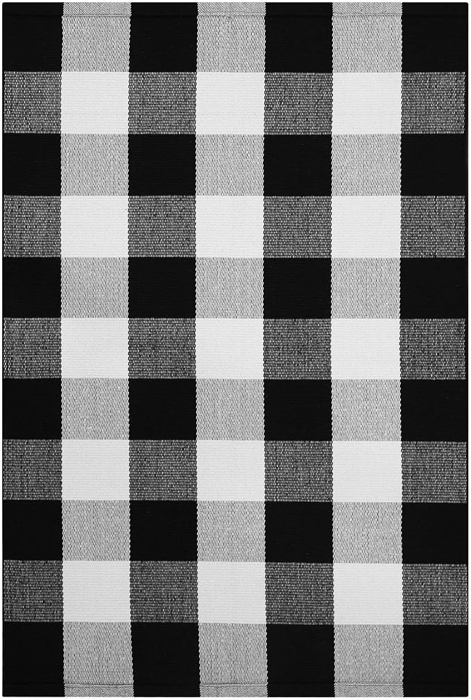 KOZYFLY Buffalo Plaid Area Rugs 27.5x43 Inches Black and White Checkered Rug Washable Front Door Mat Hand Woven Cotton Outdoor Rug Small Rug for Front Porch Kitchen Entryway Patio Bathroom | Washable Front Door Mat, Woven Cotton Outdoor Rug, Indoor Sma...